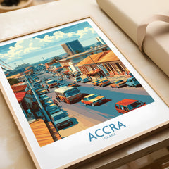 Accra Ghana Street Scene Wall Art — framed art print closeup gift unwrapped natural frame