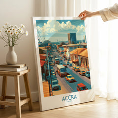 Accra Ghana Street Scene Wall Art — canvas print mirror edge hand holding room setting