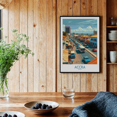 Accra Ghana High Street Wall Art — black framed art print kitchen setting