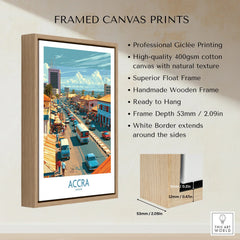 Accra Ghana High Street Wall Art — framed canvas float frame details quality
