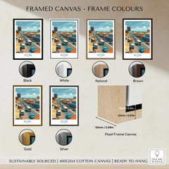 Accra Ghana High Street Wall Art — framed canvas float frame colour options