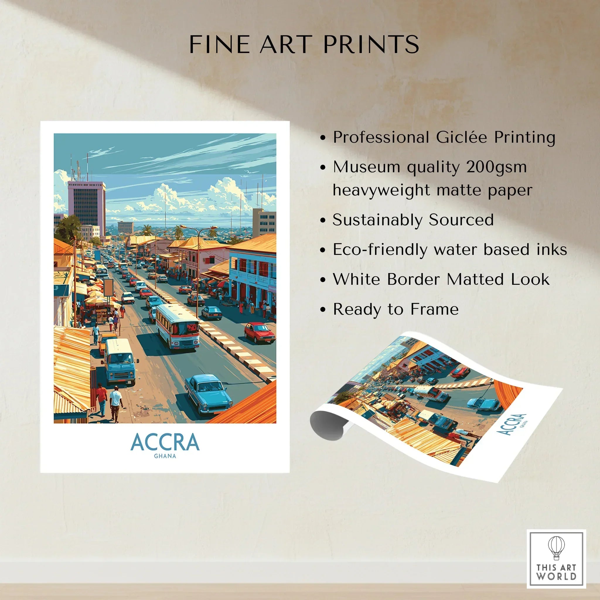 Accra Ghana High Street Wall Art — fine art print unframed quality details