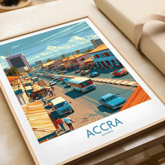 Accra Ghana High Street Wall Art — framed art print closeup gift unwrapped natural frame