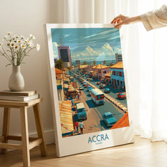 Accra Ghana High Street Wall Art — canvas print mirror edge hand holding room setting
