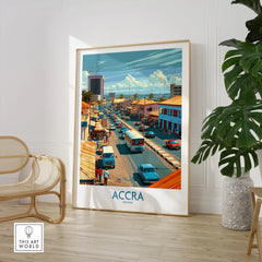 Accra Ghana High Street Wall Art — large framed print room setting chair plant