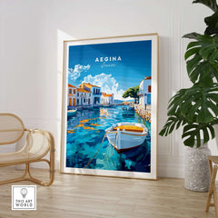 Aegina Wall Art showcasing vibrant colors and seascapes, bringing Mediterranean charm to home decor.