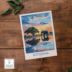 African Elephant in Botswana - Golden Hour Sunset Fine Art Print