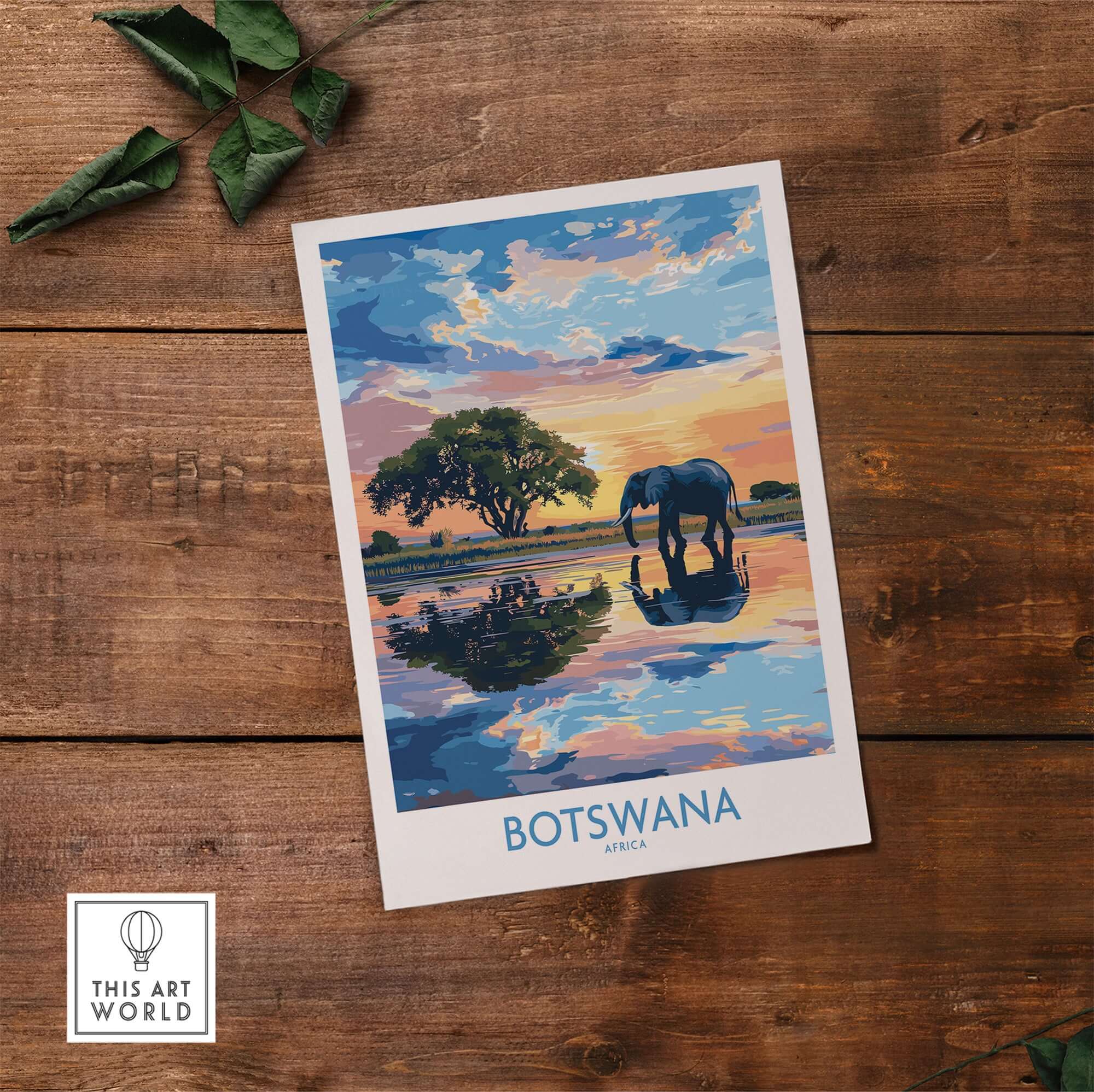 African Elephant in Botswana - Golden Hour Sunset Fine Art Print