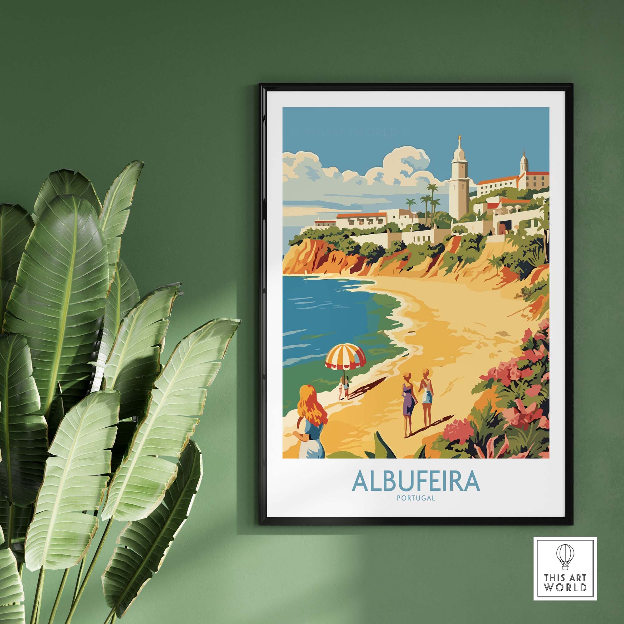Albufeira Portugal wall art featuring a beach scene, perfect for travel-inspired home decor.