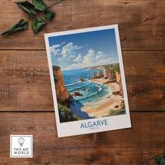 Colorful Algarve poster showcasing stunning coastal views of Portugal, perfect for home decor.