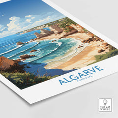 Algarve poster featuring a vibrant coastal scene of Portugal, perfect for modern home decor.