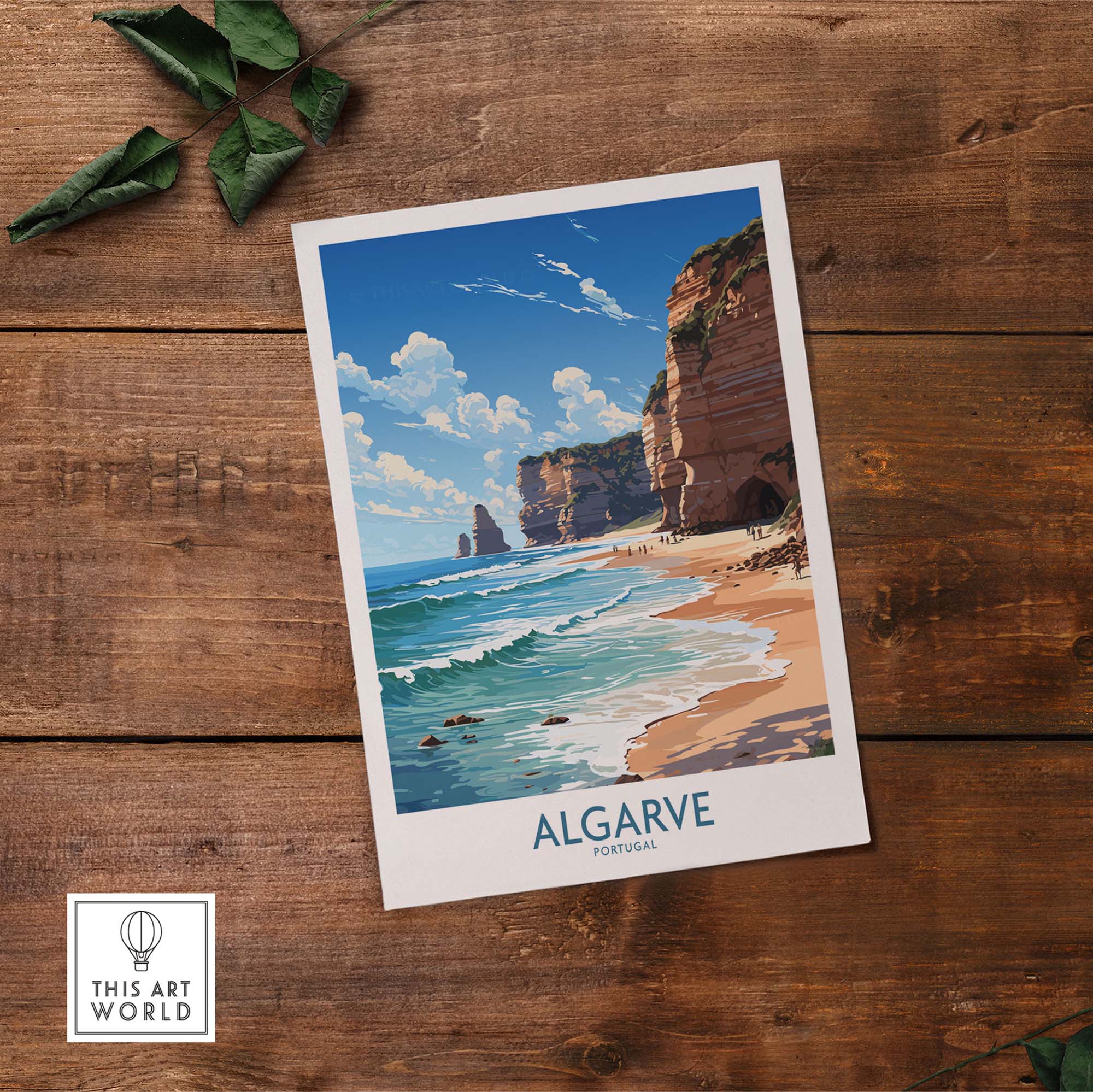 Algarve Print Beach Poster showcasing vibrant coastal scene and modern design, perfect for home decor.