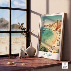 Modern Algarve wall art featuring a beach scene, perfect for adding a Mediterranean touch to home decor.