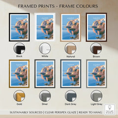 Algarve Portugal Coastal Cliffs Travel Poster — framed print colour options