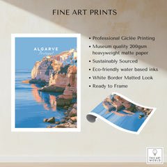 Algarve Portugal Coastal Cliffs Travel Poster — fine art print unframed quality details