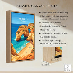 Algarve Portugal Praia da Marinha Travel Poster — framed canvas float frame details quality