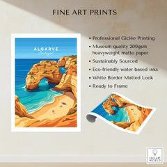 Algarve Portugal Praia da Marinha Travel Poster — fine art print unframed quality details