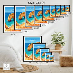Algarve Portugal Praia da Marinha Travel Poster — wall art poster size guide thisartworld