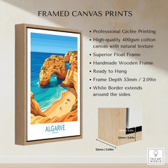 Algarve Portugal Praia da Marinha Wall Art — framed canvas float frame details quality