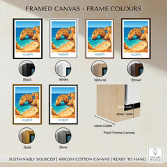 Algarve Portugal Praia da Marinha Wall Art — framed canvas float frame colour options