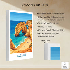 Algarve Portugal Praia da Marinha Wall Art — canvas print stretched cotton canvas details