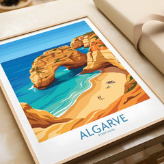 Algarve Portugal Praia da Marinha Wall Art — framed art print closeup gift unwrapped natural frame