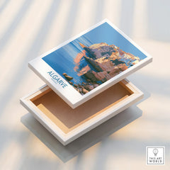 Algarve Portugal Seaside Cliffs Wall Art — stretched canvas print floating detail mirror edge
