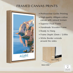 Algarve Portugal Seaside Cliffs Wall Art — framed canvas float frame details quality