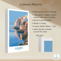 Algarve Portugal Seaside Cliffs Wall Art — canvas print stretched cotton canvas details