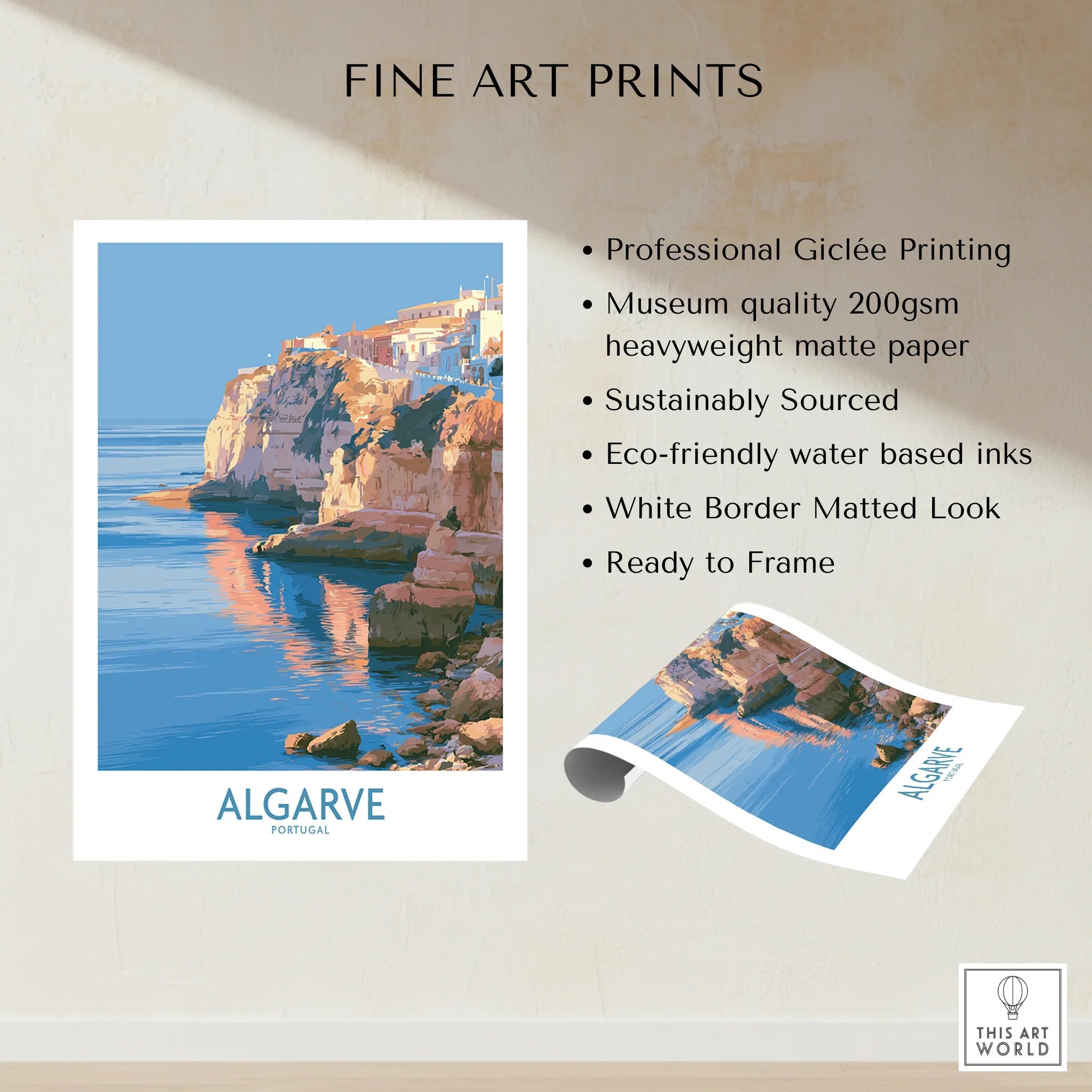 Algarve Portugal Seaside Cliffs Wall Art — fine art print unframed quality details