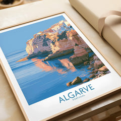 Algarve Portugal Seaside Cliffs Wall Art — framed art print closeup gift unwrapped natural frame