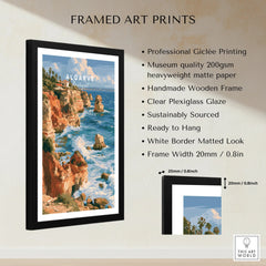 Algarve Portugal Benagil Cave Travel Poster — framed print details measurements quality details