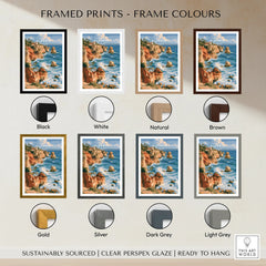 Algarve Portugal Benagil Cave Travel Poster — framed print colour options