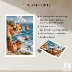 Algarve Portugal Benagil Cave Travel Poster — fine art print unframed quality details