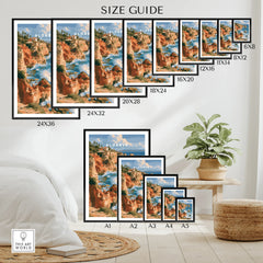 Algarve Portugal Benagil Cave Travel Poster — wall art poster size guide thisartworld