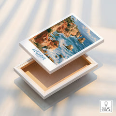 Algarve Portugal Benagil Cave Wall Art — stretched canvas print floating detail mirror edge