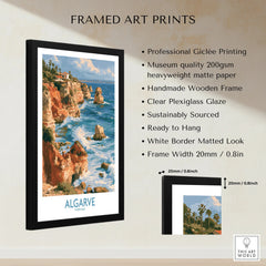 Algarve Portugal Benagil Cave Wall Art — framed print details measurements quality details