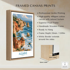Algarve Portugal Benagil Cave Wall Art — framed canvas float frame details quality