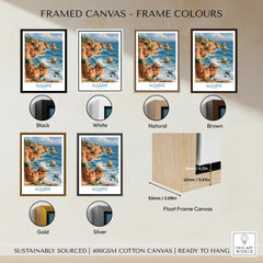 Algarve Portugal Benagil Cave Wall Art — framed canvas float frame colour options