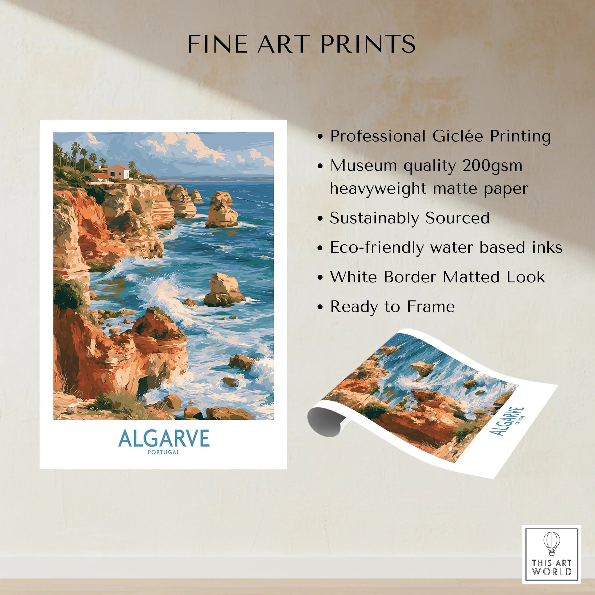 Algarve Portugal Benagil Cave Wall Art — fine art print unframed quality details