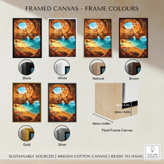 Algarve Portugal Sea Caves Travel Poster — framed canvas float frame colour options