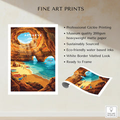 Algarve Portugal Sea Caves Travel Poster — fine art print unframed quality details