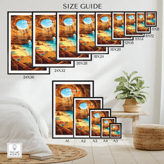 Algarve Portugal Sea Caves Travel Poster — wall art poster size guide thisartworld