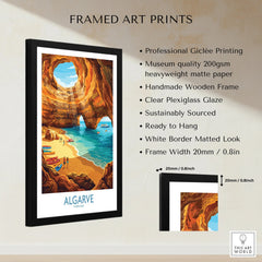 Algarve Portugal Sea Caves Wall Art — framed print details measurements quality details