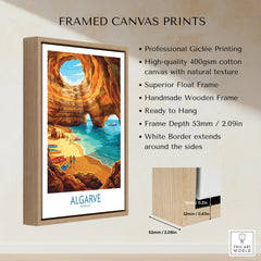 Algarve Portugal Sea Caves Wall Art — framed canvas float frame details quality