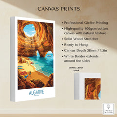 Algarve Portugal Sea Caves Wall Art — canvas print stretched cotton canvas details