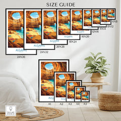Algarve Portugal Sea Caves Wall Art — wall art poster size guide thisartworld