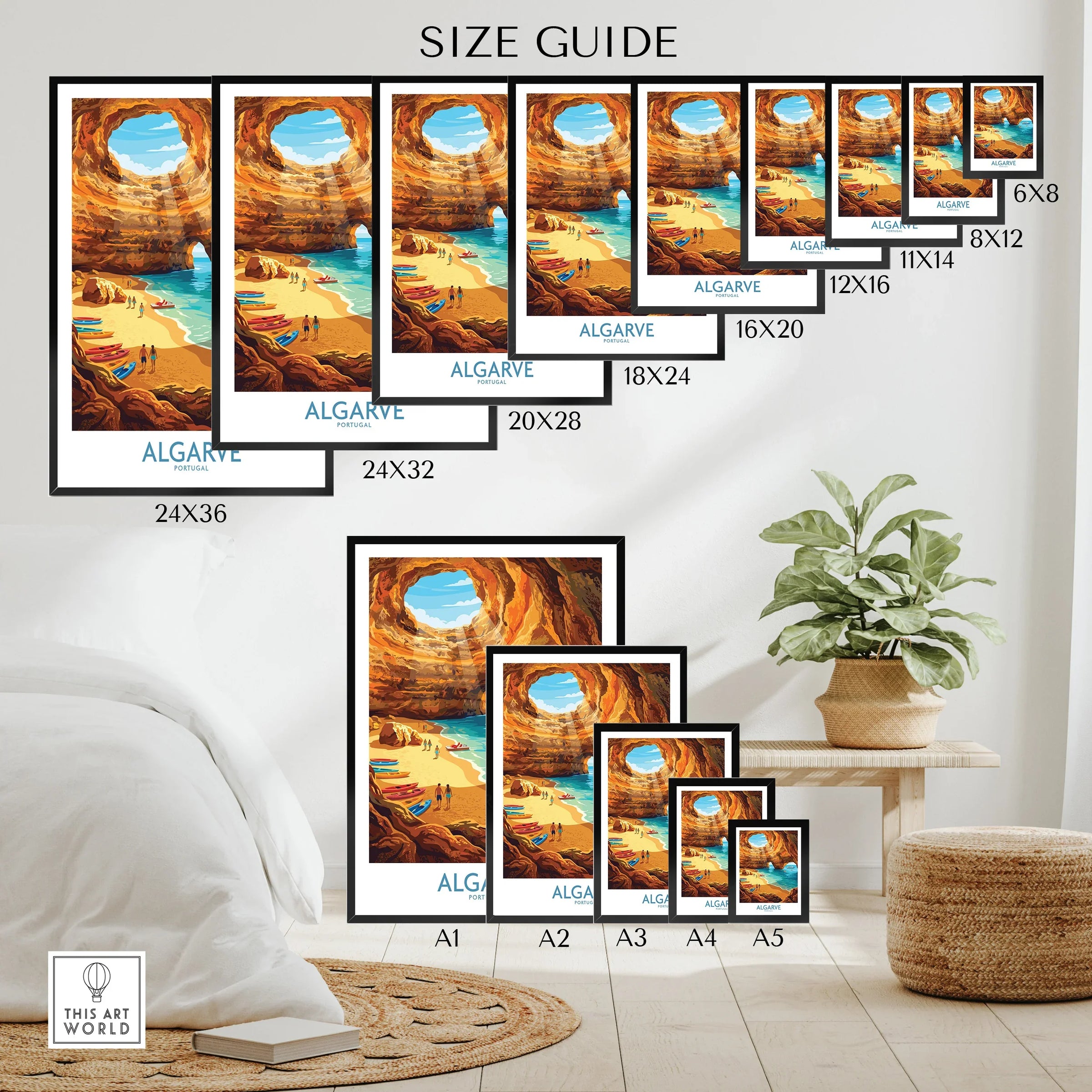 Algarve Portugal Sea Caves Wall Art — wall art poster size guide thisartworld