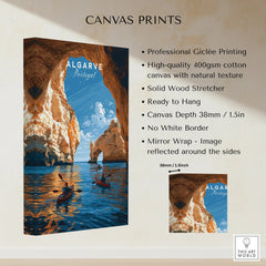 Algarve Portugal Sea Arch Travel Poster — canvas print stretched cotton canvas details