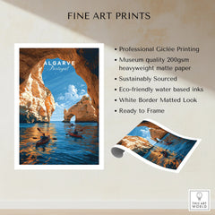Algarve Portugal Sea Arch Travel Poster — fine art print unframed quality details
